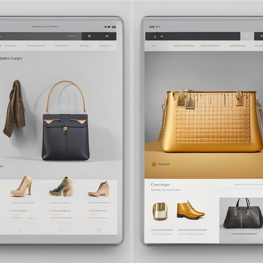 A split-screen comparison of various e-commerce platforms, with each side featuring a distinct color scheme, icons, and subtle UI elements, set against a clean, minimalist background.