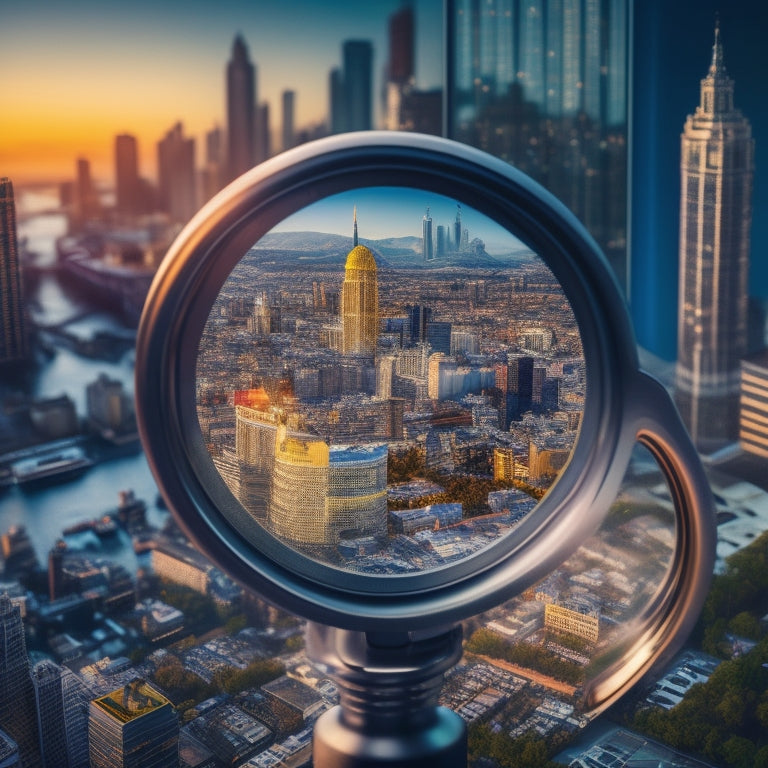 A stylized illustration of a magnifying glass hovering over a puzzle piece, with a subtle cityscape or crowd in the background, surrounded by scattered data points and demographic symbols.