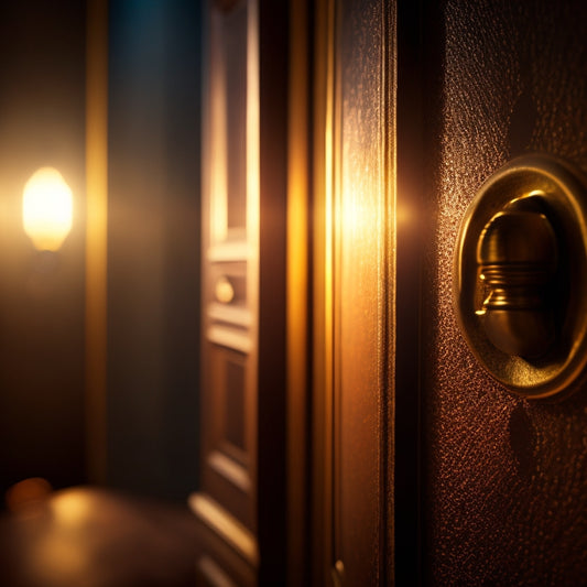 A stylized, golden keyhole on a dark wooden door, surrounded by subtle, glowing light, with a faint, shimmering aura radiating from the keyhole, symbolizing unlocking potential.