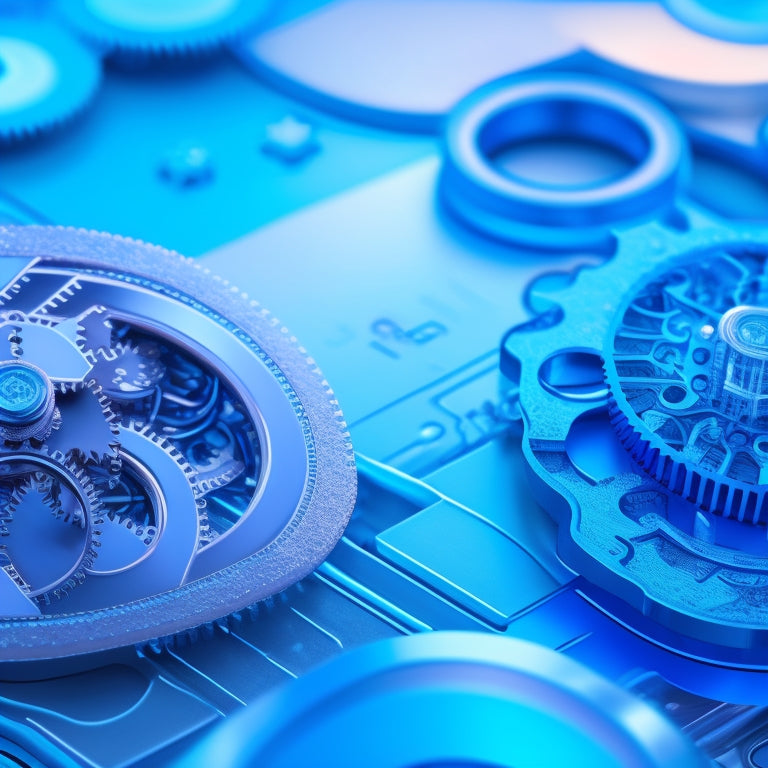 An abstract illustration featuring interconnected gears, circuits, and puzzle pieces in a harmonious blend of metallic blues and whites, symbolizing seamless payment solution integration.