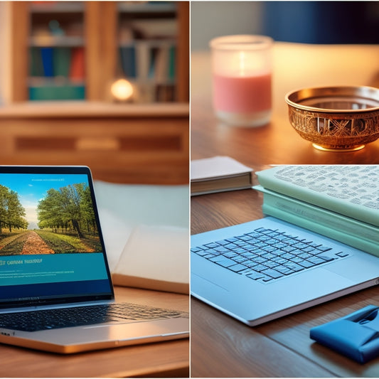 A split-screen image featuring a laptop with a dollar sign on the screen on one side, and a puzzle piece fitting into place on the other, surrounded by subtle background elements of books, graphs, and a subtle grid.