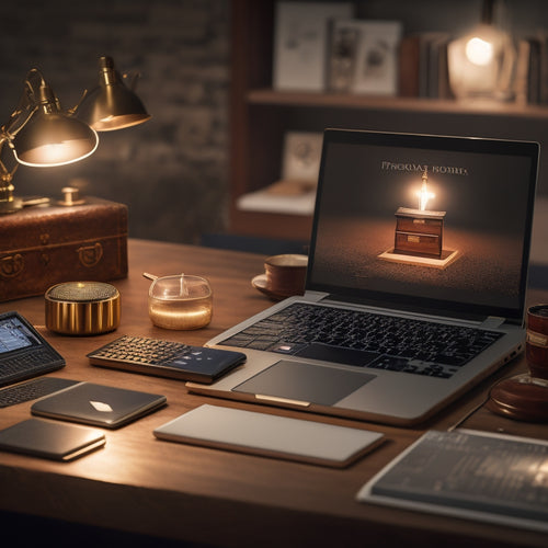 An illustration of a merchant's desk with a laptop, surrounded by various digital devices, with a subtle glow effect emanating from the screens, symbolizing seamless product delivery.