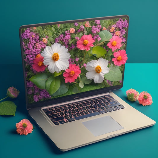 A stylized illustration of a laptop surrounded by blooming flowers and vines, with puzzle pieces fitting together in the background, conveying growth and connectivity in online learning.