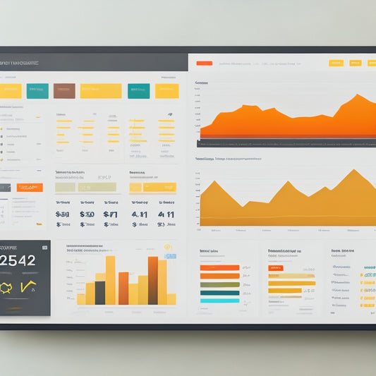 Illustrate a stylized, modern ecommerce dashboard with various screens and graphs showcasing sales, profits, and customer engagement, surrounded by minimalist icons of shopping bags and charts.