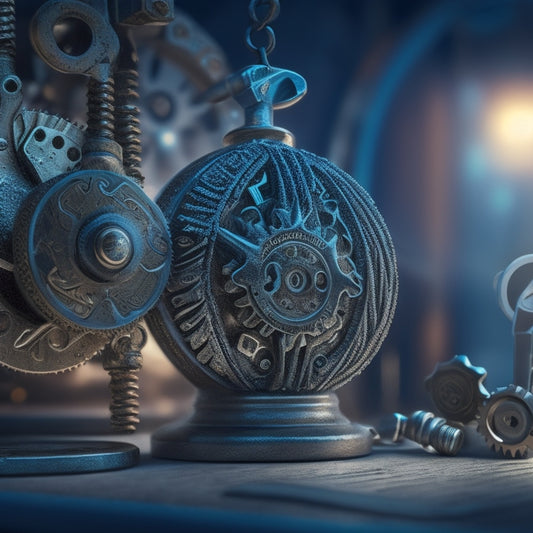 A stylized key unlocking a padlock, surrounded by gears and cogs in motion, set against a backdrop of a ascending business graph, with a subtle globe in the background.
