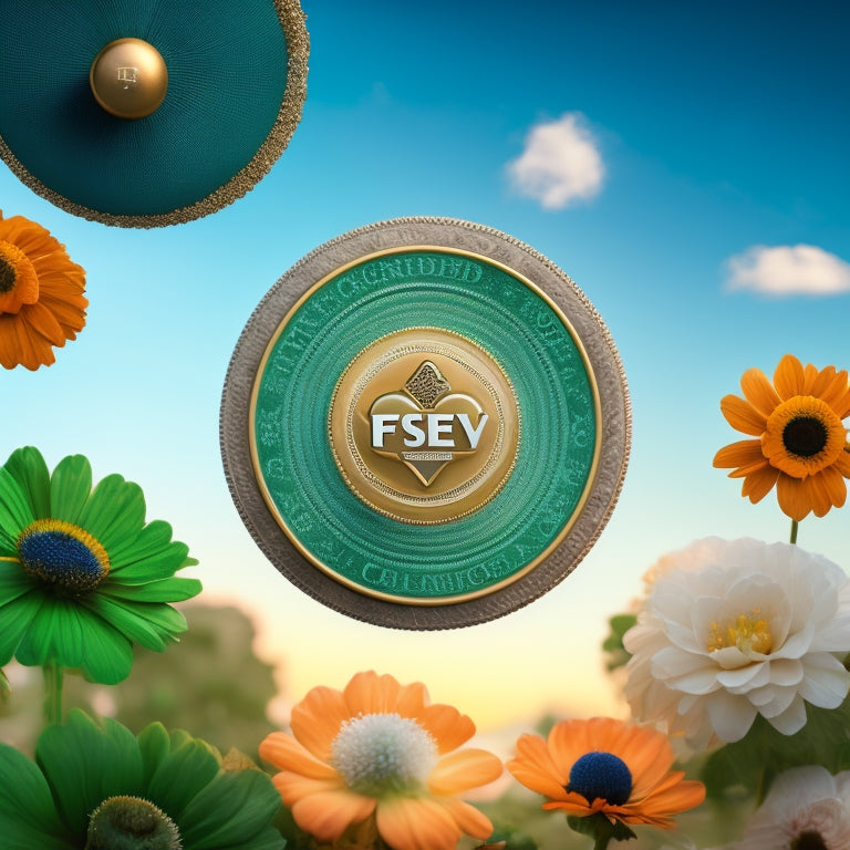 An image depicting a blooming four-leaf clover merging with a circular Fiserv logo, surrounded by intertwined merchant POS systems, credit cards, and swirling patterns of commerce.