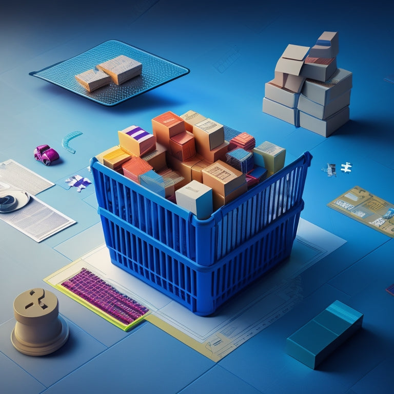 A stylized, modern illustration of a puzzle coming together, with e-commerce related pieces (shopping carts, laptops, coding symbols) forming a complete picture of a rising graph, symbolizing growth and success.
