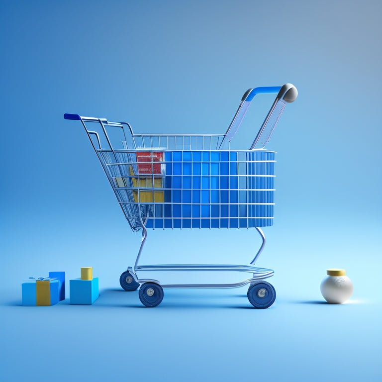 An illustration of a strong, modern spine (vertebrae) made up of various e-commerce elements, such as shopping carts, payment icons, and delivery trucks, set against a clean, gradient blue background.