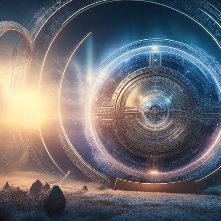 A futuristic digital landscape with a central glowing lock, surrounded by swirling currency symbols and subtle network connections, radiating outward in a burst of light and energy.
