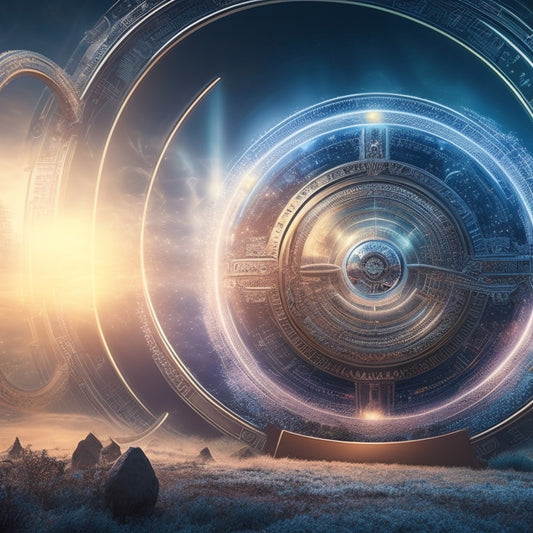 A futuristic digital landscape with a central glowing lock, surrounded by swirling currency symbols and subtle network connections, radiating outward in a burst of light and energy.