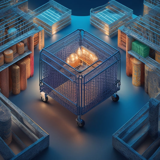 A stylized illustration of a maze with a shopping cart navigating through it, surrounded by abstract representations of metrics and insights, with a subtle glow of mastery and success in the background.