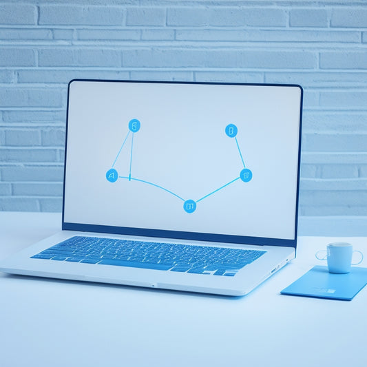 A minimalist illustration of a laptop with a simplified payment process flowchart on its screen, featuring interconnected nodes and smooth arrows, set against a clean, light-blue background.