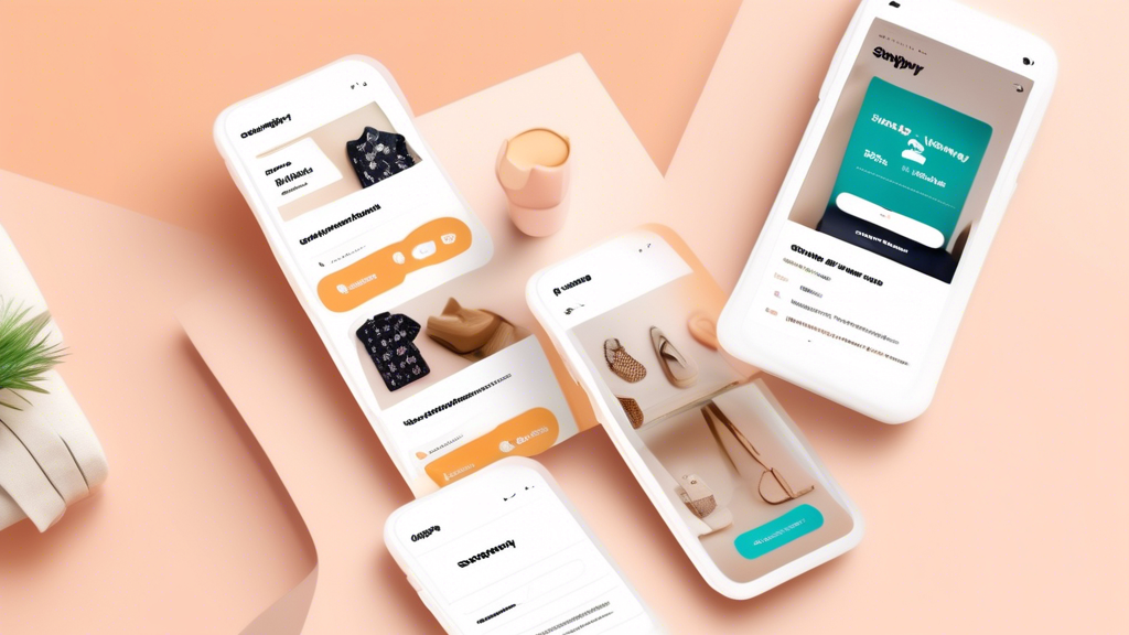 Create an image of a mobile phone displaying the Shopify app. The app should be open to a page that showcases successful strategies for Shopify success, such as product recommendations, marketing camp