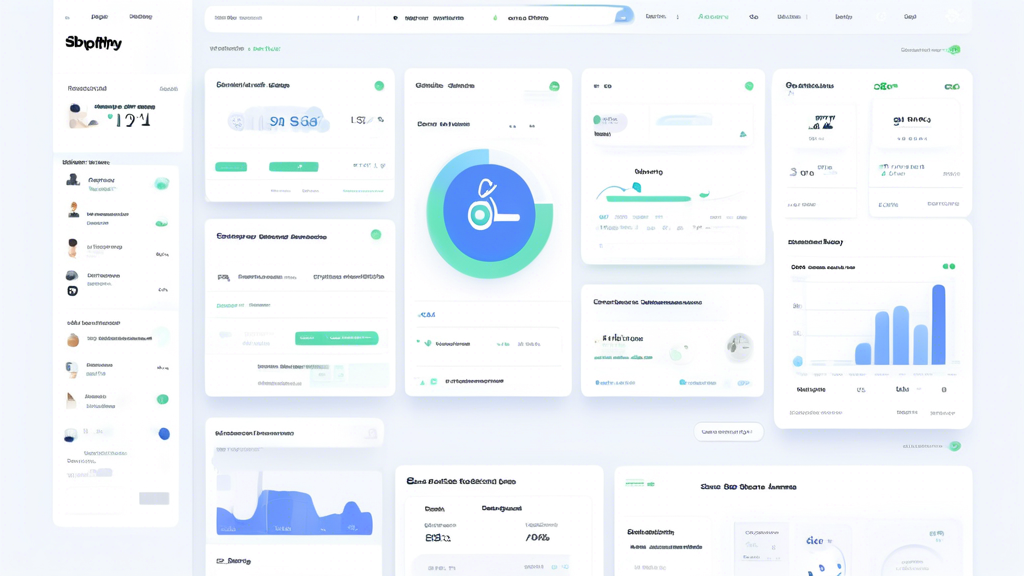 An image of a Shopify store dashboard with various apps integrated, all working together to optimize the store's SEO. The apps should be represented as icons or logos, and the dashboard should show da