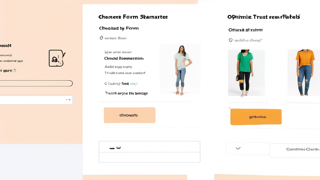 A split-screen image of two Shopify checkout pages, one with an optimized design and the other with a standard design. The optimized checkout should have elements such as clear headings, concise form 