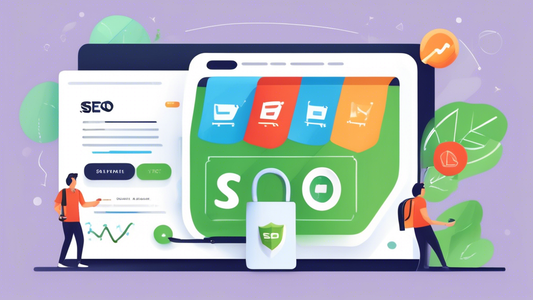 Generate an eye-catching and engaging image that illustrates the integration of a Shopify app with a website to enhance its search engine optimization (SEO). The image should convey the benefits of us