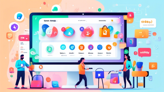 A Shopify store with various app icons integrated into its dashboard, showing increased conversions. The apps include marketing, analytics, customer support, and more. The image should convey the seam
