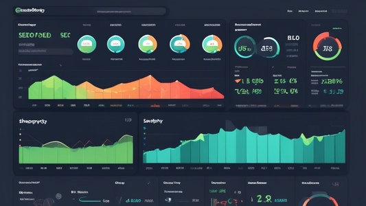 Create an image of a Shopify store dashboard filled with various SEO metrics such as keyword rankings, organic traffic numbers, conversion rates, and click-through rates. Include visual representations like graphs and charts to showcase the effective