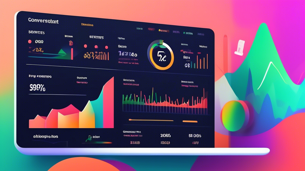 A digital dashboard displaying advanced conversion optimization metrics and analytics for a Shopify store, with graphs, charts, and insights highlighting key areas for improvement