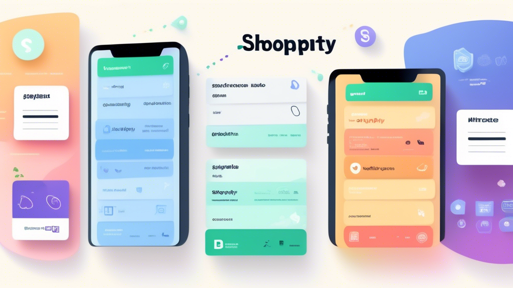 An interface showcasing multiple Shopify apps integrated into a single dashboard, with icons and descriptions of their functions and benefits. The overall image should convey the concept of optimizing