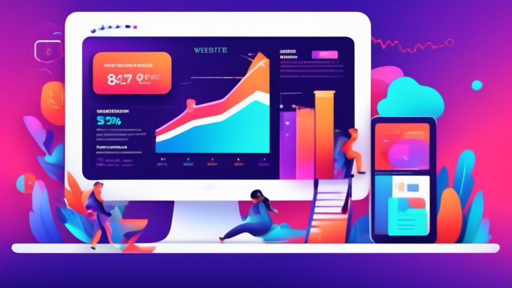 A vibrant and dynamic image that captures the impact of Shopify CRO software on website optimization. Depict a sleek website interface with data visualizations and graphs showcasing key metrics like c