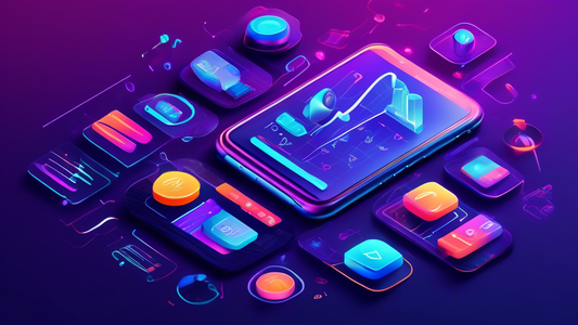 A vibrant and dynamic image representing the transformative power of smart tools in boosting conversions for mobile applications. Depict a sleek device with an intuitive interface adorned with interac