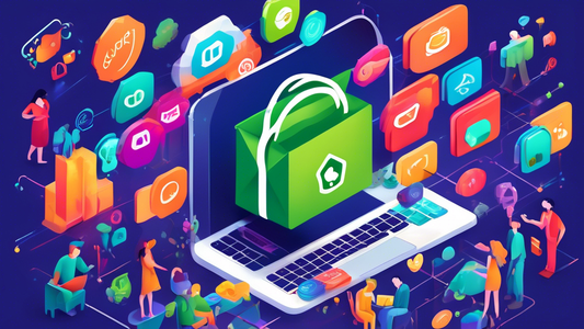 A vibrant and captivating image that visually interprets the concept of empowering Shopify users with apps. The image should depict a scene where the Shopify platform is the central element, surrounde