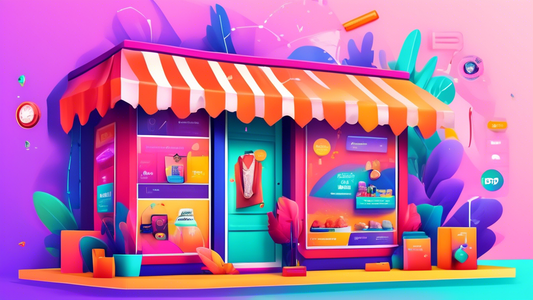 Create an image of a vibrant and engaging Shopify storefront with various conversion tools integrated, such as pop-ups, countdown timers, upsell offers, and customer reviews prominently displayed. Show different products being showcased effectively t