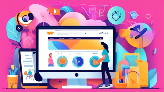 Create an image of a vibrant and busy online Shopify store with multiple products, showcasing high search engine rankings and increased web traffic due to effective SEO optimization strategies. The image should include elements like a prominent searc