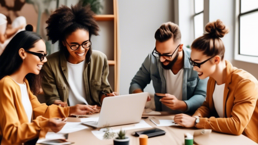 A group of people conducting A/B testing on a Shopify website, using different designs and layouts for the product pages to determine which one leads to more conversions and purchases.