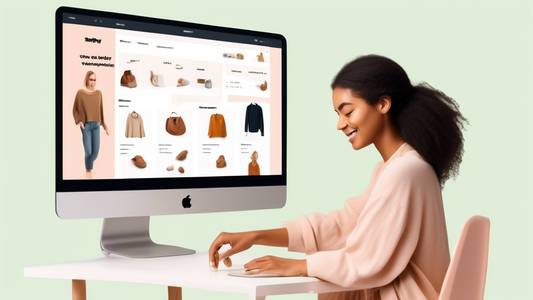 A person interacting with a user-friendly Shopify website, featuring intuitive navigation, clear product displays, and personalized recommendations. The design emphasizes ease of use, efficiency, and 