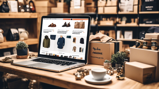 Create an image of a bustling online marketplace with merchandise displayed in a visually appealing manner. Show a variety of products showcased on a Shopify store website, with user-friendly features and promotional banners highlighting the top 3 st