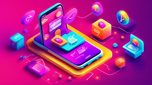 A vibrant and dynamic image of a mobile phone being used to browse a Shopify store, with a turbocharged symbol indicating increased speed and optimization for a flawless mobile shopping experience.