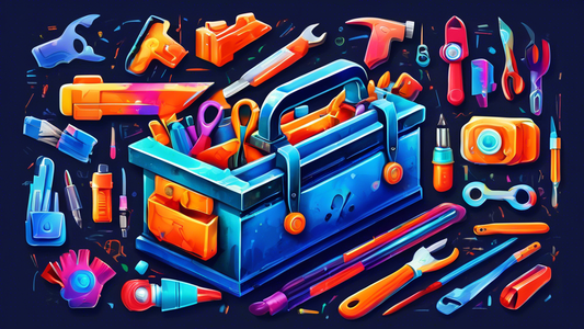A vibrant, detailed digital painting of a toolbox filled with essential conversion optimization tools for Shopify. The tools should be visually appealing and represent the power of conversion optimiza