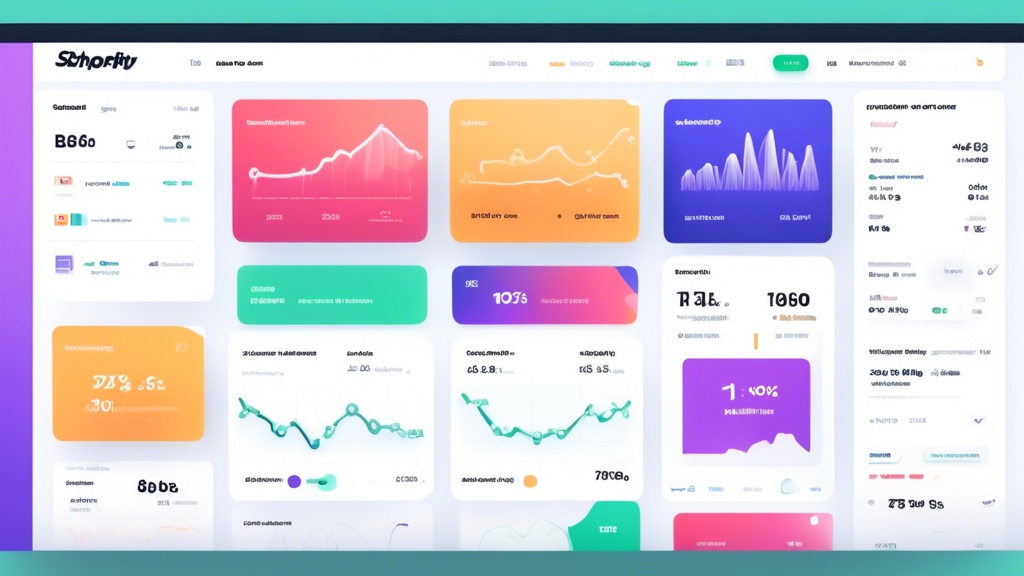 High-resolution, vibrant colors, detailed image of a Shopify store dashboard optimized for SEO. The dashboard includes analytics, SEO settings, and tools to optimize the store for search engines. In t